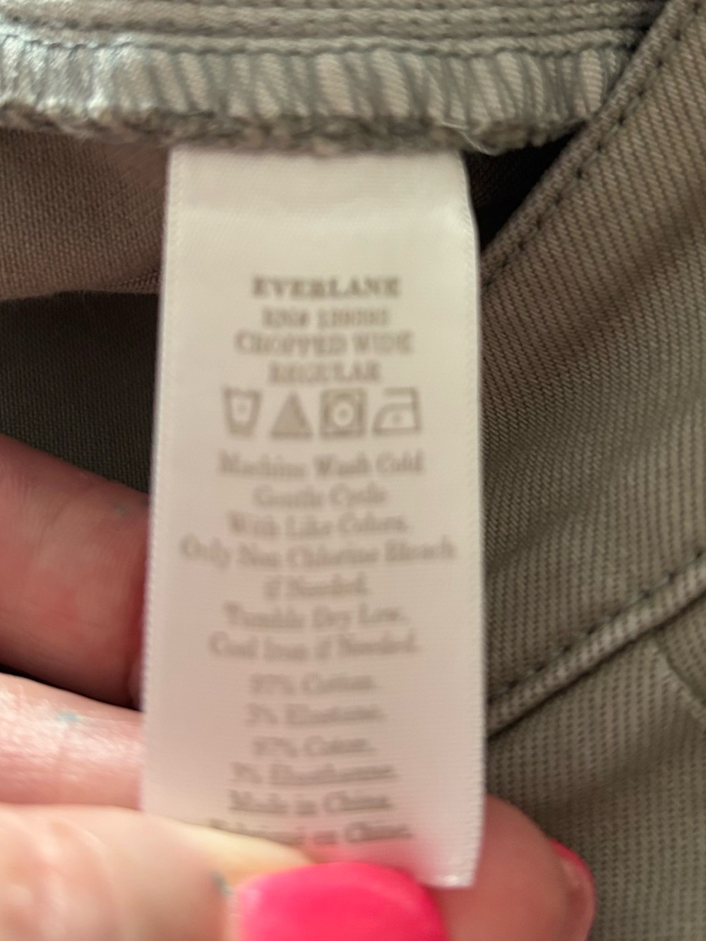 Everlane High Rise Wide Leg Crop Chino Pants Sage Green Size 8 - Picture 6 of 6